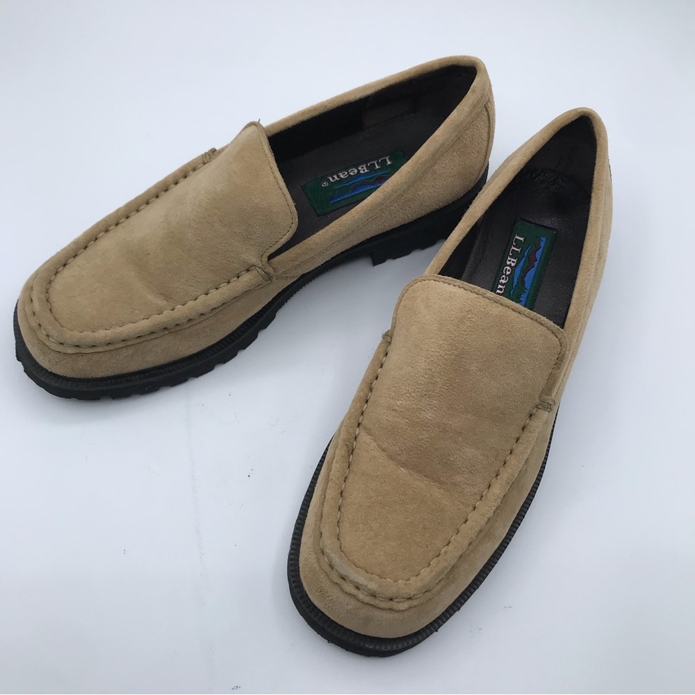LL bean genuine leather slip on loafer women